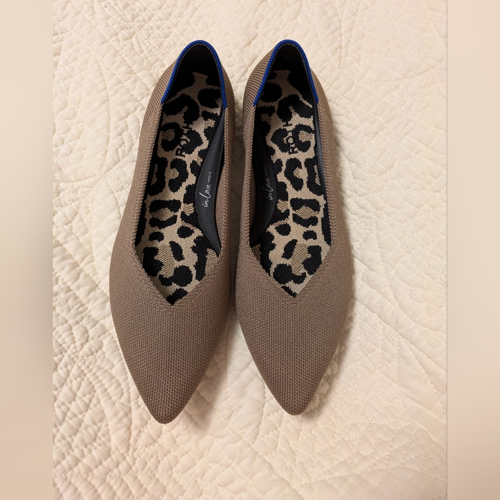 Rothy's The Point II in Portabello With Leopard Insoles And Sole